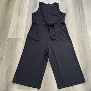 Karen Kane‎ Women 1X Black Cropped Jumpsuit Wide Leg Sleeveless Tie Bow USA Made